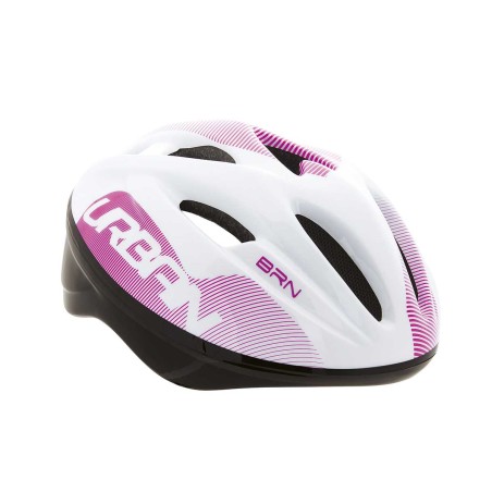 "Casco BRN Urban bianco/rosa – Taglia M, leggero e sicuro per l’uso urbano."