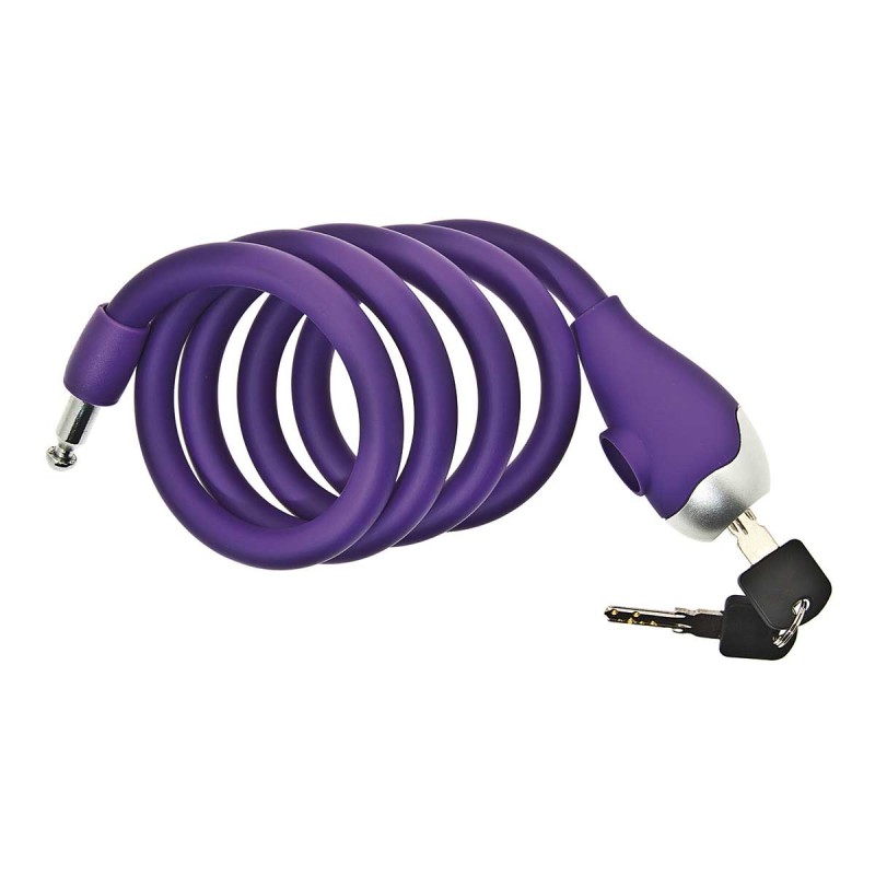 Lucchetto BRN a spirale 1200x12 mm con chiave, cavo in acciaio rivestito in silicone per la sicurezza della bicicletta.