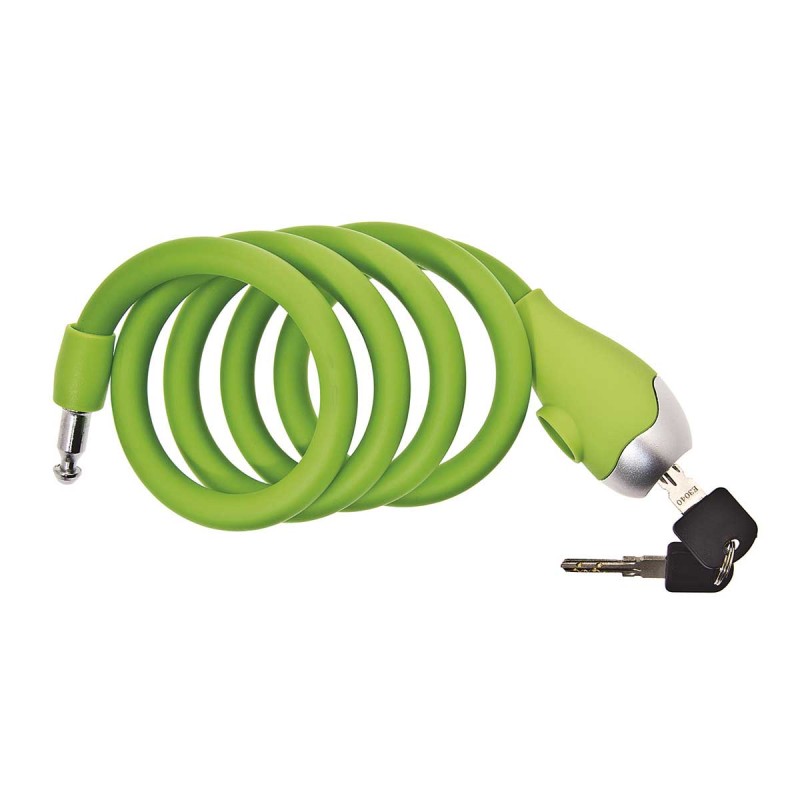 Lucchetto BRN a spirale 1200x12 mm con chiave, cavo in acciaio rivestito in silicone per la sicurezza della bicicletta.